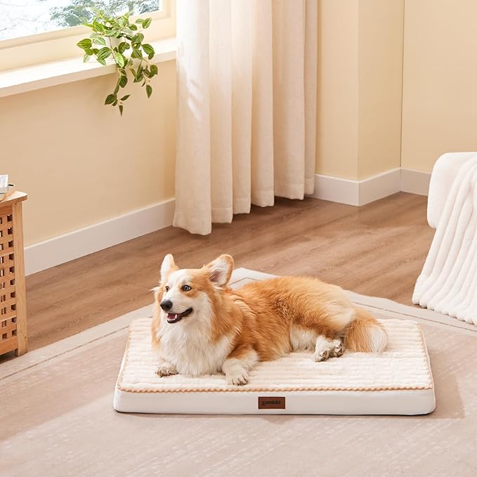 XL Dog Crate Bed for Extra Large Dogs - Waterproof Puppy Bed for 42 Inch Kennel with Removable Washable Corduroy Cover, Orthopedic Support with Egg Crate Foam Filling, Grey