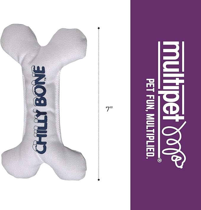 Multipet Chilly Bone Dog Toy - Vanilla-Scented Canvas Freezable Teething Toys - Frozen Toy for Chewing & Playing - Freezable Dog Toys (1 Count, 7”)