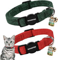 Cat Collar,2 Pack Holiday Cat Collars Breakaway with Bell, DOGWONG Safety Buckle Red Green Christmas Cat Collar for Girl Boy Cats and Small Dogs，Adjustable 7-12 Inch,Pet Supplies Accessories