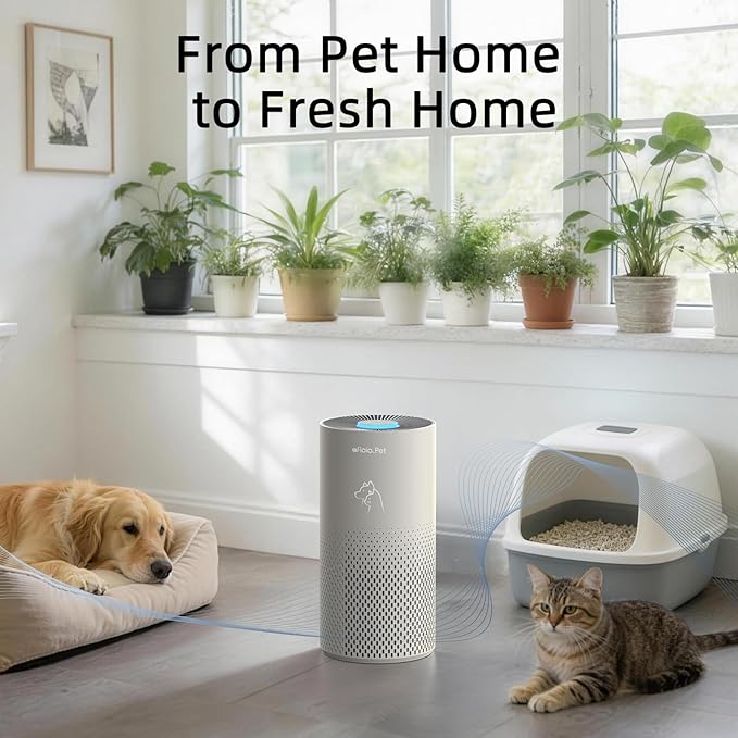Afloia Air Purifier for Bedroom and Pets Home up to 1780 Ft², 5-in-1 HEPA Filter Air Cleaner with Washable Pre-Filter, Removes Pet Hair, Odors, Dander & Allergies, 22dB Quiet Sleep Mode (Kilo Pet)
