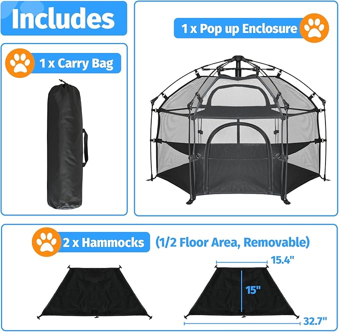 EighteenTek® Catio Outdoor Cat Enclosure 3-Tier Pop up Cat Tent Playpen | Portable Kitten Catio Tower | Pet Playpen Indoor/Outdoor Cats Enclosed | Play Tents for Patio Balcony Courtyard Camping