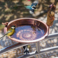 DREAMSOUL 13" Dia Deck Mounted Bird Bath with Clamp, Metal Bird Bath and Feeder Detachable Unheated Birdbath for Deck Railing