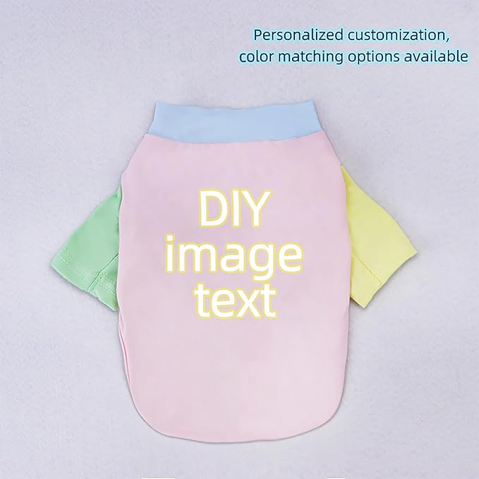 Custom Dog Shirt,Personalized Pet Apparel with Name Text Photo Image,Lightweight Breathable Puppy Kitten Cotton Vest for Small Medium Large Dogs Cats,Puppy Gift (Dopamine Yellow, Large)