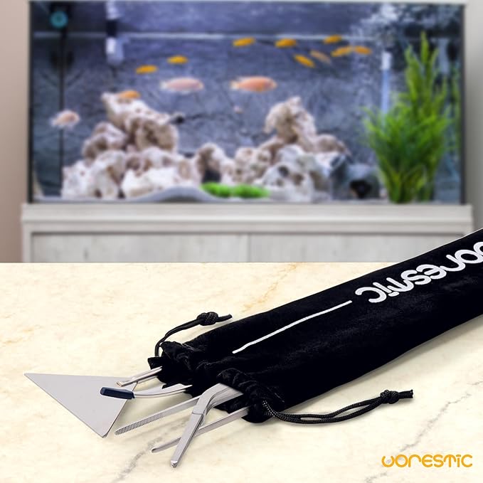 VORESTIC 4Pcs Aquascaping Tools, Stainless Steel Aquarium Tweezers, Scissors and Spatula - Aquascape Tools Set for Trimming, Maintenance