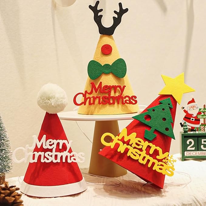 5 Pcs Christmas Dog Hats Cute Cats Party Hats Pet Set Dogs Santa Hats Puppies Kittens Grooming Accessories Costumes. (Small Christmas A)