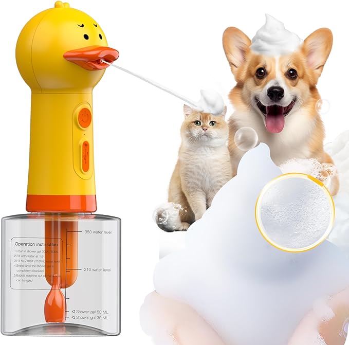 Electric Dog Shampoo Dispenser & Foam Sprayer – Automatic Dog Soap Dispenser, Rechargeable Dog Shampoo Foamer, IPX7 Waterproof Pet Bath Supplies for Dogs, Cats & Puppies