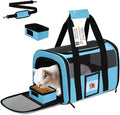 Cat Carrier Dog Carriers Airline Approved for Small Dogs, Kitten, Carriers for Small Medium Cats Under 15lb, Collapsible Soft Sided TSA Approved Pet Travel Carrier-Blue