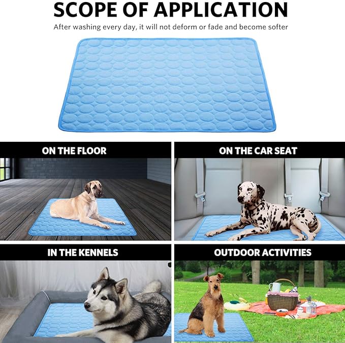 Dog Cooling Mat Pet Cooling Pads Dogs & Cats Pet Cooling Blanket for Outdoor Car Seats Beds (Blue, 28IN * 40IN)