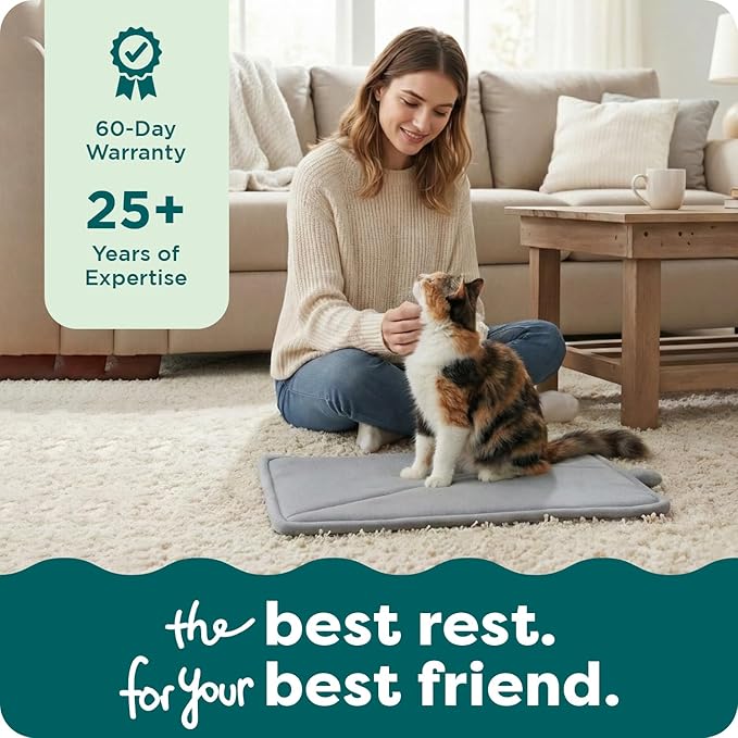 FurHaven ThermaNAP Self Warming Cat Mat, Dog Bed for Crates with Self-Warming Technology for Cozy Rest, Fully Machine Washable, Large, Plush Faux Fur, Espresso