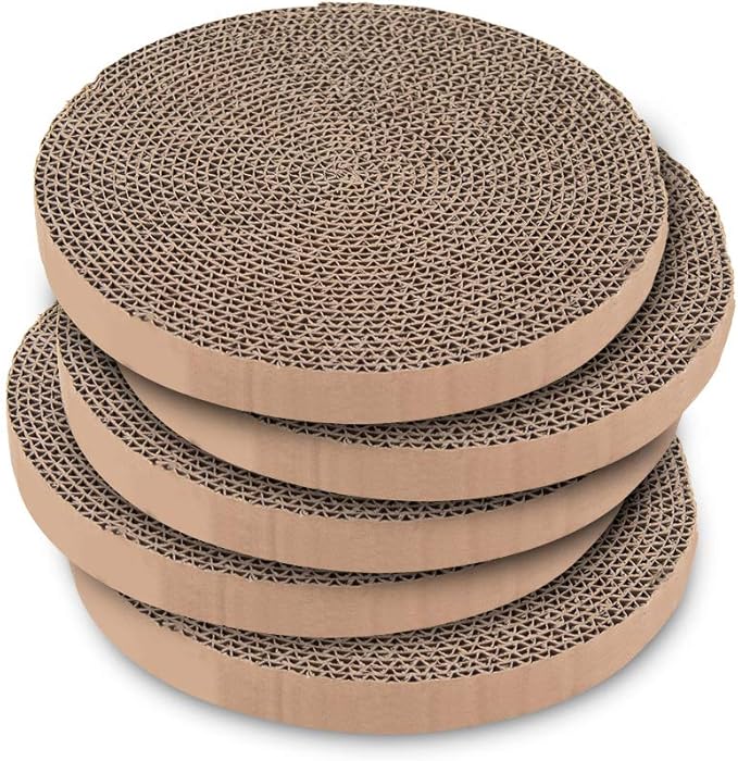 Best Pet Supplies Catify Cat Scratcher, Fun Interactive Scratchers, Posts, Poles, Claw Safe, Furniture Saver Indoor Play Support Natural Cat Behaviors Heavy Duty - 5 Pack Round