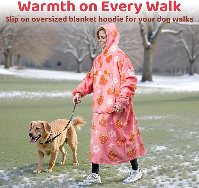 Mewaii Wearable Blanket Hoodie for Adults, Warm Sherpa & Soft Flannel Long Sweatshirt with Giant Pocket, Cozy Gifts for Women