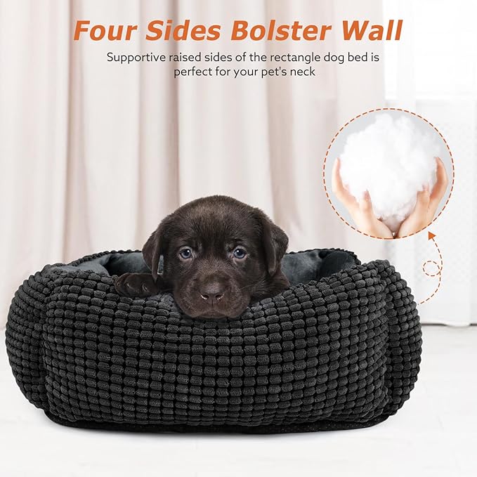 MIXJOY Dog Beds for Medium Dogs Washable, Rectangle Pet Bed Medium Size Dog, Orthopedic Sleeping Pet Sofa Bed, Soft Calming Cat Beds for Indoor Cats, Anti-Slip Bottom with Multiple Size