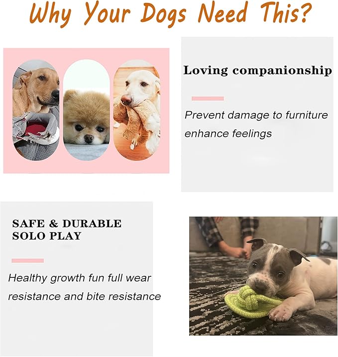 3PCS Natural Cotton Rope Toys for Small Dogs and Puppies, Dog Dental Care Chew Toys for Teething, Anxiety Relief,Helps Clean Teeth & Prevent Furniture Destruction(Slipper Set)