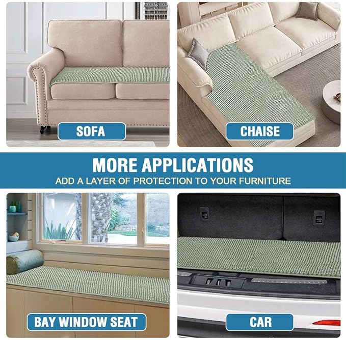 H.VERSAILTEX Plush Chenille Couch Cover for 3 Cushion Couch Anti Slip Washable Sofa Slipcovers Soft and Durable Furniture Protector for Dogs Cats Kids (27.5" x 71", Sea Foam)