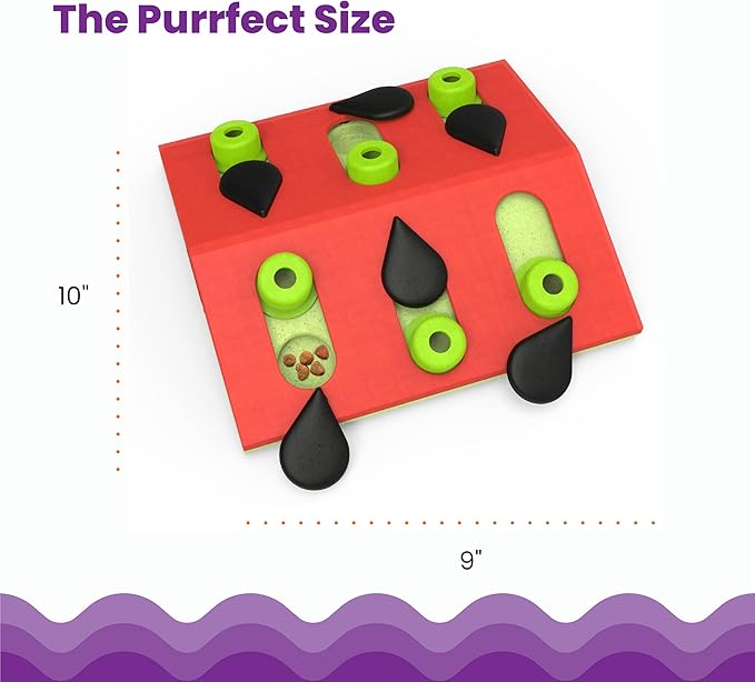 Catstages by Nina Ottosson Melon Madness Puzzle & Play – Interactive Treat Puzzle Feeder for Cats, 12 Hidden Treat Compartments Slow Feeder, Durable & Easy-Clean, 10 Inches, Pink