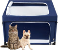 EHEYCIGA 42x42x26 Inches Puppy Playpen with Top Cover for Dogs & Cats Indoor or Outdoor - Dog Playpen with Door, Dog Fence for Small Animal with Heavy-Duty Oxford & Steel Frame, Navy