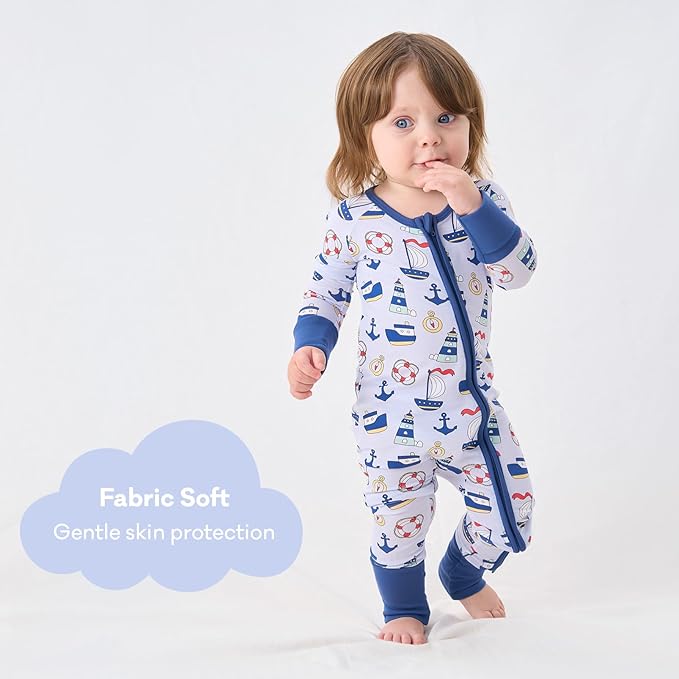 pureborn Baby Infant Boys Girls Sleeper Snug Fit Viscose from Bamboo Pajamas Zipper Pjs 0-24 Months