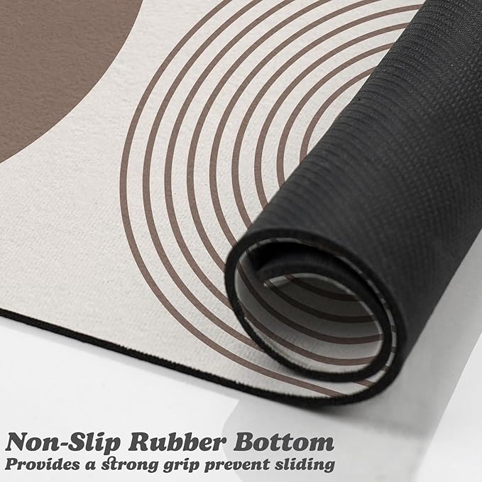 Dog Food Mats for Floors Waterproof, Cat Water Bowl Mats Pet Feeding Absorbent Mat Placemats for Food and Water Brown Bohemia 16 * 24 inch
