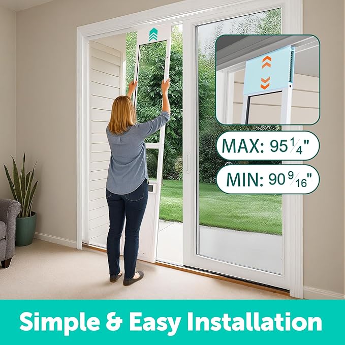 Automatic Sliding Glass Dog Door with Collar Sensor, X-Large Electric Doggy Door for Sliding Glass Doors, Adjustable 90-9/16" to 95-1/4" Slider Height, Anti-Pinch, Fits Dog Up to 220 Lbs (XL-Tall)