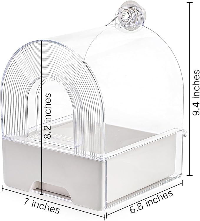 Coloch Hanging Bird Bath for Cage, Clear Bird Bathtub with Bottom Drawer 3 in 1 Multifunction Bird Bath/Bowl/House Bird Cage Accessory for Small to Medium Birds, Parrot, Cockatiel, Finch, Lovebird