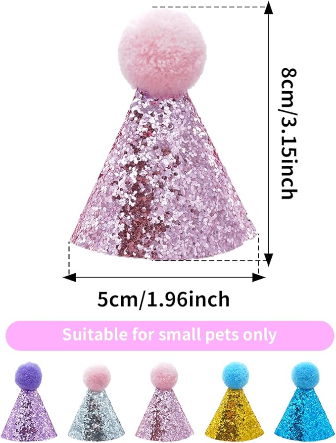 PET SHOW 5 Pack Mini Small Dog Hats Puppy Birthday Party Hats Cats Adjustable Holiday Hats Headband Kitten Hats Pet Grooming Costume Accessories