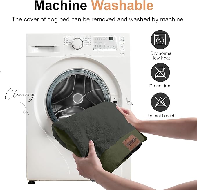 Medium Dog Bed Orthopedic Washable: Beds Bolster Medium Sized Dogs Bed Egg Crate Foam Couch Sofa Waterproof with Removable Cover - Dark Green