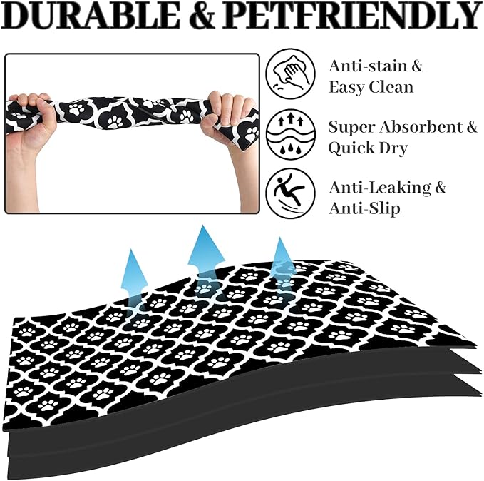 Dog Food Mat 24X32 Inch Pet Feeding Absorbent Mats for Floor Cat Water Bowl Placemats Non-Slip Washable Dog Mat for Food and Water