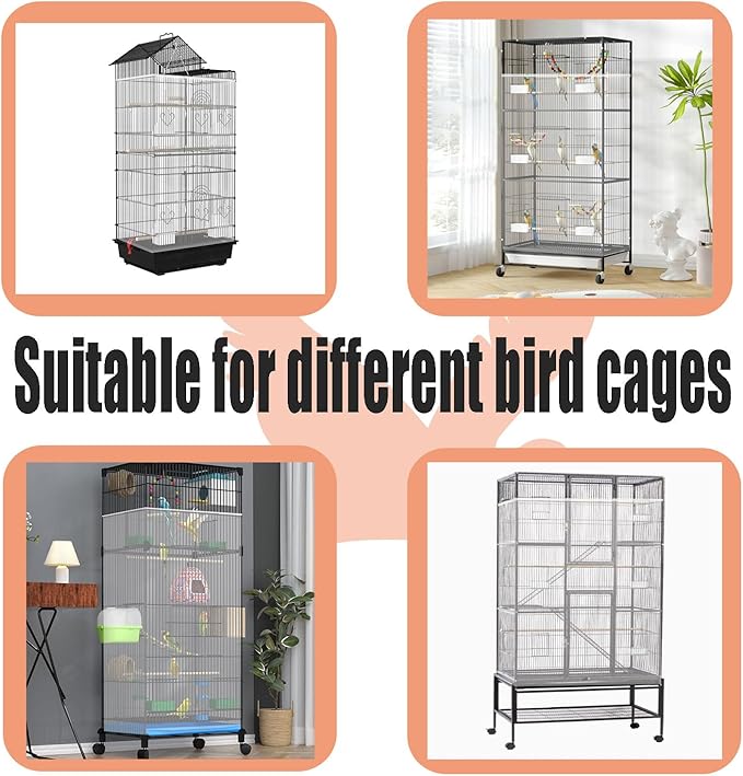 Bird Cage Seed Catcher,Large Birdcage Net Cover,Bird Cage Accessories for Parrot Parakeet Cockatiels Conures Macaw African Round Square Cages(118 * 31inch)