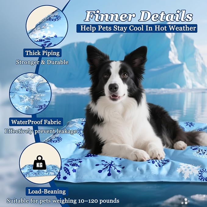 Cooling Mat for Dogs - 2025 Upgrade 35.4"x23.6" Pet Cool Mats for Dogs/Cats, Washable Non-Slip Cooling Pet Mat for Summer, Portable Ice Mat for Dogs/Cats