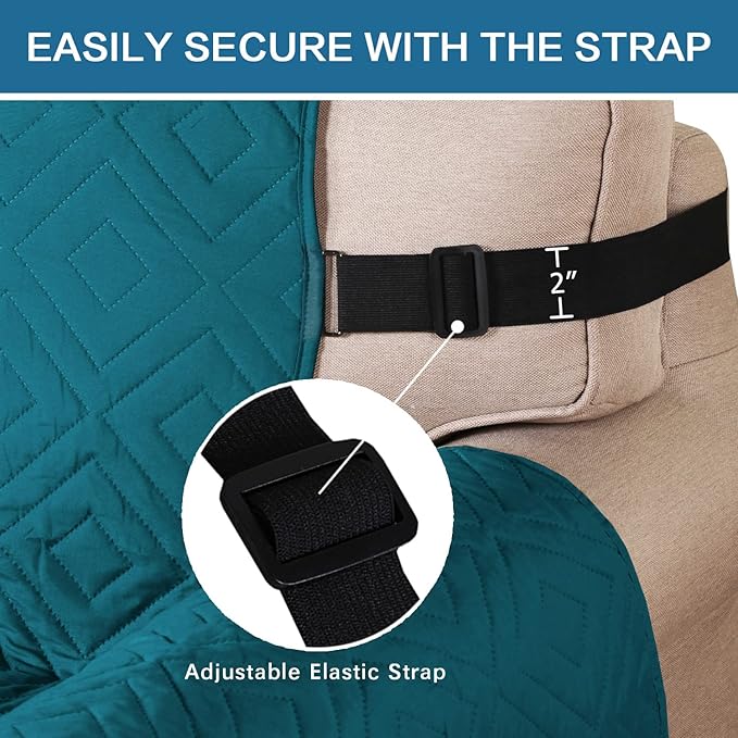H.VERSAILTEX Reversible Sofa Slipcover Furniture Protector Water Resistant 2 Inch Wide Elastic Straps Sofa Cover Couch Covers Pets Kids Fit Sitting Width Up to 66" (Sofa: 75" x 110", Dark Teal/Beige)