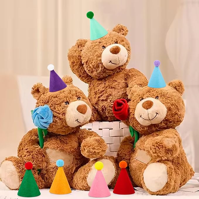 10 Pcs Mini Birthday Party Hats Multicolor Lovely Cone Hats for Animals Stuffed Pets Birthday Holiday Accessories Decoration Supplies