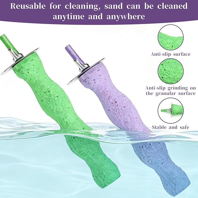 Bird Beak Grinding Stone, 2 Pcs Parrot Resin Beak Grinder Stones Anti-Slip Parakeet Nail Trimming Stick Platform Foot Claws Trimmer for Parrot Cage Accessories