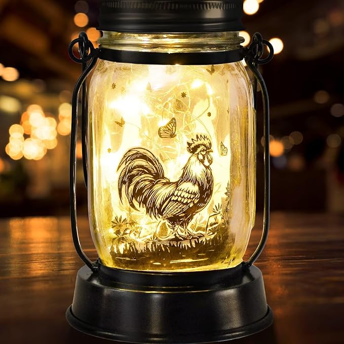 kyoryuger Chicken Rooster Gifts for Women/Men Cock Lovers Solar Lantern Mom Birthday, Mothers Day, Solar Garden Decoration Outside for Yard, Patio,Backyard,Porch, Torches