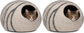 MEOWFIA Cat Cave – Premium Felt Cat Bed for Indoor Cats, Handmade 100% Merino Wool (Light Grey, Medium) (Pack of 2)