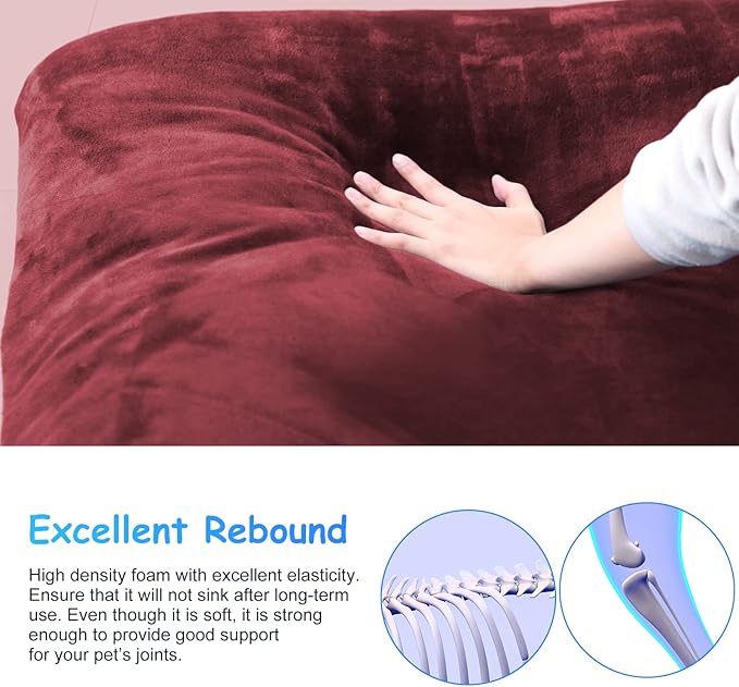 Magic Dog Super Soft Medium Dog Bed, 32 Inch Orthopedic Foam Pet Bed with Anti Slip Bottom, Removable Washable Cover, Burgundy