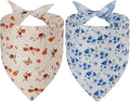 Spring Dog Bandanas Large 2PCS, 4 Pattern Summer Floral Scarf for Boy and Girl, Triangle Reversible Bibs Breed for Puppy Pets