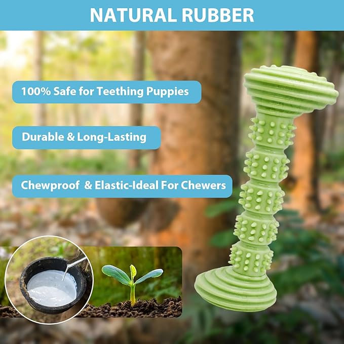 3-Pack Puppy Chew Toys for Teething Relief – Soft & Durable Rubber Toys for Small & Medium Puppies, Includes Squeaky Donut, Bone & Food-Dispensing Toys for Teeth Cleaning & Oral Health