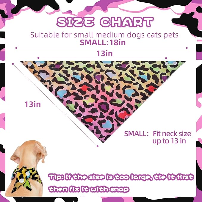 PAWCHIE Dog Bandanas Small Reversible Styles Pet Triangle Scarf Bibs - Adjustable with Two Snaps - Kerchief Set Accessories for Dogs, Puppy, Cats, S
