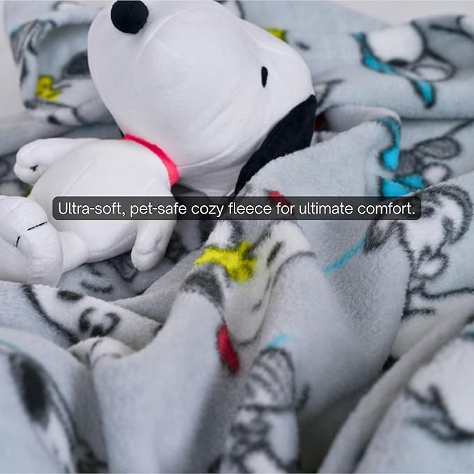Peanuts Snoopy Pet Throw & Pet Pillow Set - 40in x 50in Super Soft Cozy Throw Blanket for Dogs & Cats - Couch/Bed/Car, (Officially Licensed Product) by Franco Pet