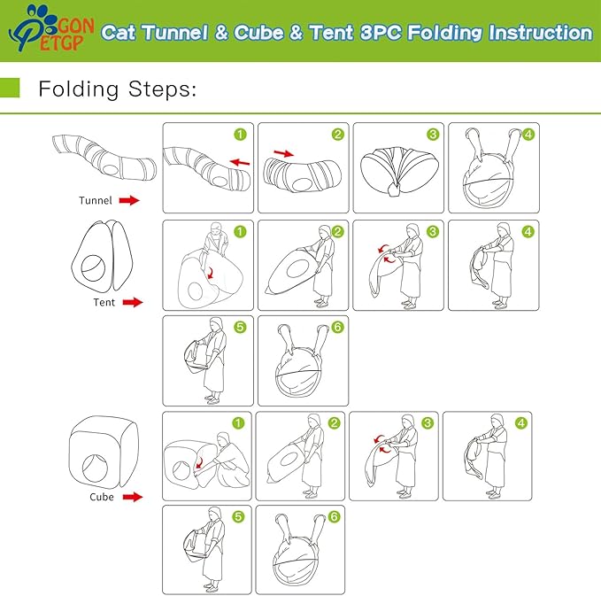 Outdoor Cat Enclosures, Cat Tunnels Tents Cubes for Indoor Cats with Play Ball, Collapsible Outside Playpen Tunnel for Kitty, Rabbit, Puppy and Small Animals