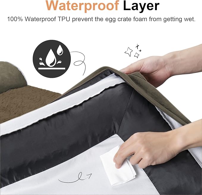 Large Dog Bed Orthopedic Washable: Beds Bolster XL Bed Big XLarge Dogs Memory Foam Sofa Couch Waterproof Removable Cover - Brown