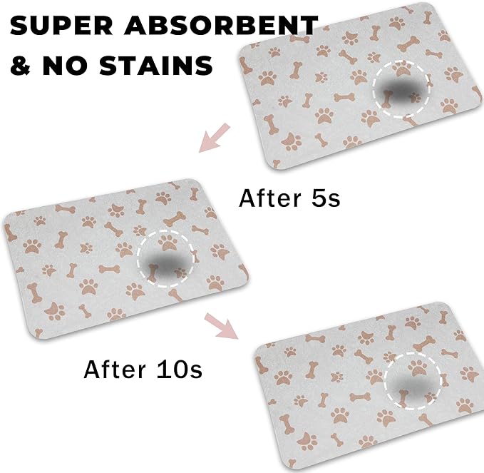 YCT Dog Food & Water Mat - Absorbent Non-Slip Pet Supplies Mat, 11.8"x18.1" Beige