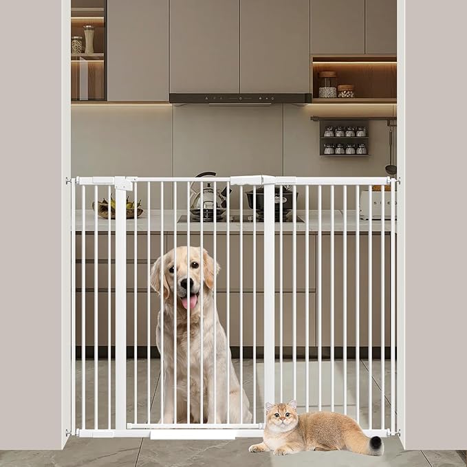 40.55" Tall, 45.86-53.74 Inch Wide, 1.37" Ultra Narrow Spacing Dog Pet Baby Gate Indoor for Doorway Hallway, Pressure Mounted 46 47 48 49 50 51 52 53 Inches Wide