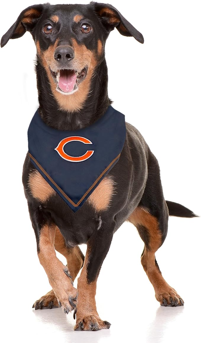 NFL Chicago Bears TIE Bandana, Small/Medium. Dog Bandana Scarf Bib for Pet Cat Dog. The Ultimate Game-Day, Party Bandana