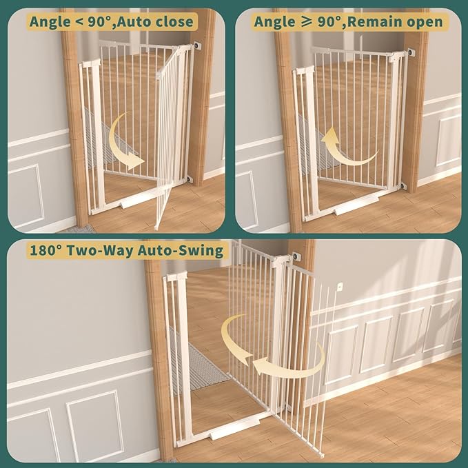 40.55" Tall, 69.48-77.36 Inch Wide, 1.37" Ultra Narrow Spacing Dog Pet Baby Gate Indoor for Doorway Hallway, Pressure Mounted 70 71 72 73 74 75 76 77 Inches Wide