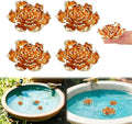 4 Pcs Peony Shape Bird Bath Copper Disk Accessories, Brass Bird Bath Purification Copper Piece for Bird Baths for Outdoors, Outdoor Bowl Decorations