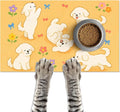 Bichon Frise Pet Food Mat Cute Spill-Proof Dog Water Bowl Mat Funning Mats for Cat Food and Water Bowls Cute Easy Clean Dog Bowl Mats Pet Placemat 20" x 12" Fast Dry Pets Feeding Pad
