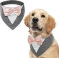 FUAMEY Dog Tuxedo for Large Dogs,Dog Formal Suit Dogs Attire Pet Bow Tie Puppy Party Costumes Cat Tux Outfits Pets Bandana Cosplay Adjustable Bowties Wedding Birthday Valentines Grey XL