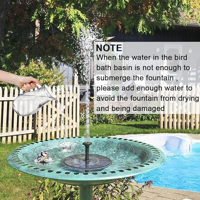 Solar Fountain for Bird Bath, Solar Powered Fountain Pump 1.5W Solar Water Fountain Floating Birdbath Water Pumps for Garden, Patio, Pond and Pool