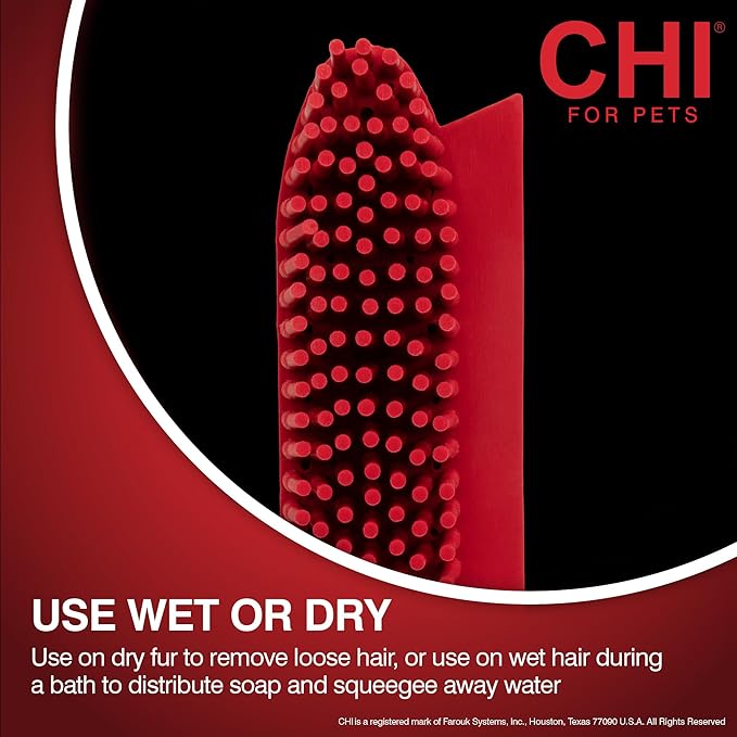CHI for Dogs Rubber Fur Accumulator Brush, Dog Grooming Tool for Removing Loose Hair and Lint from Coats Furniture Clothing and Car Seats, Flexible Rubber Bristles, Easy Clean Grooming Brush